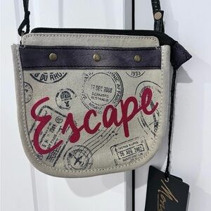 Mona B great adventure saddle canvas crossbody purse NWT “Escape” zipper top